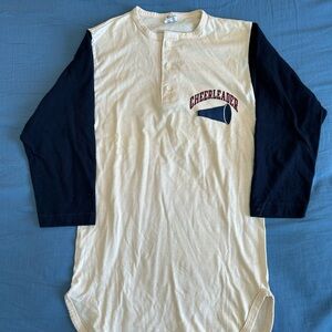 Vintage 1980s Champion Long Sleeve Henley Shirt Cheerleading Size Medium